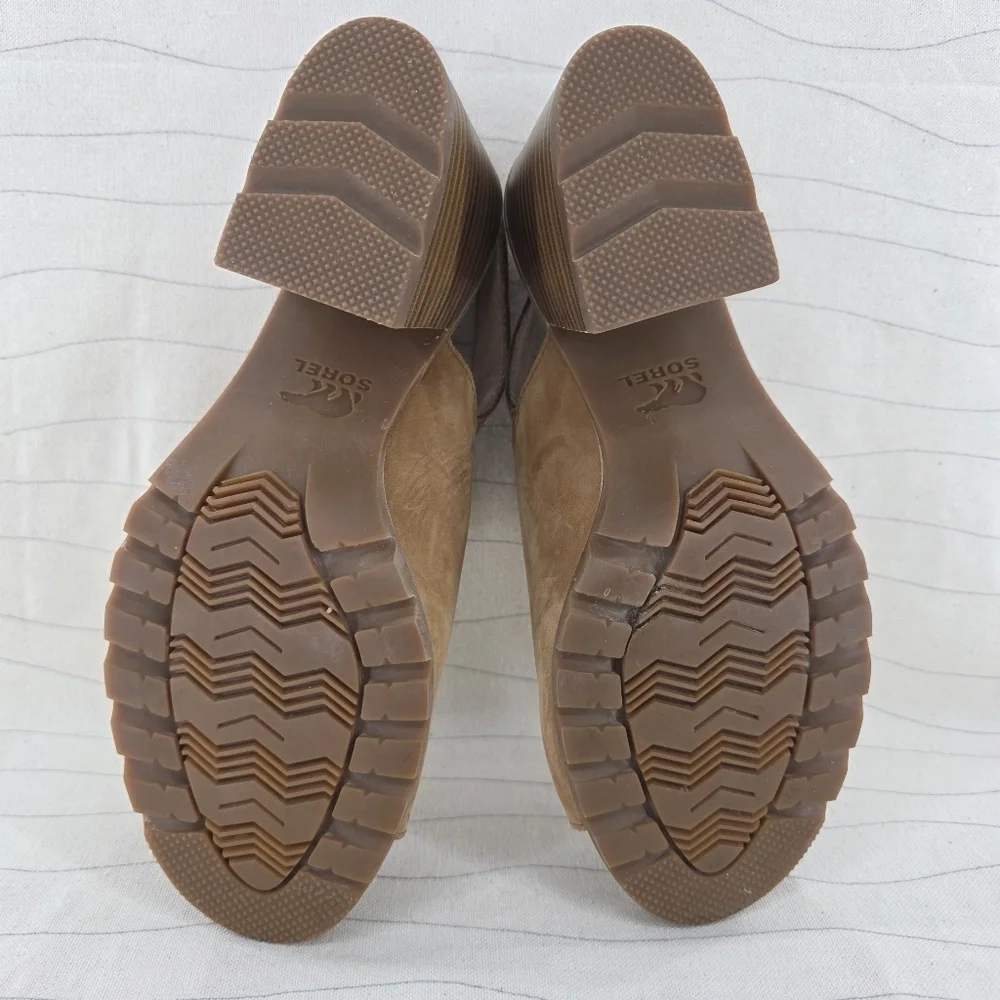 Sorel Womens Nadia Slingback Tan Leather Sandals Heels Shoes NL3241-224 Size 8